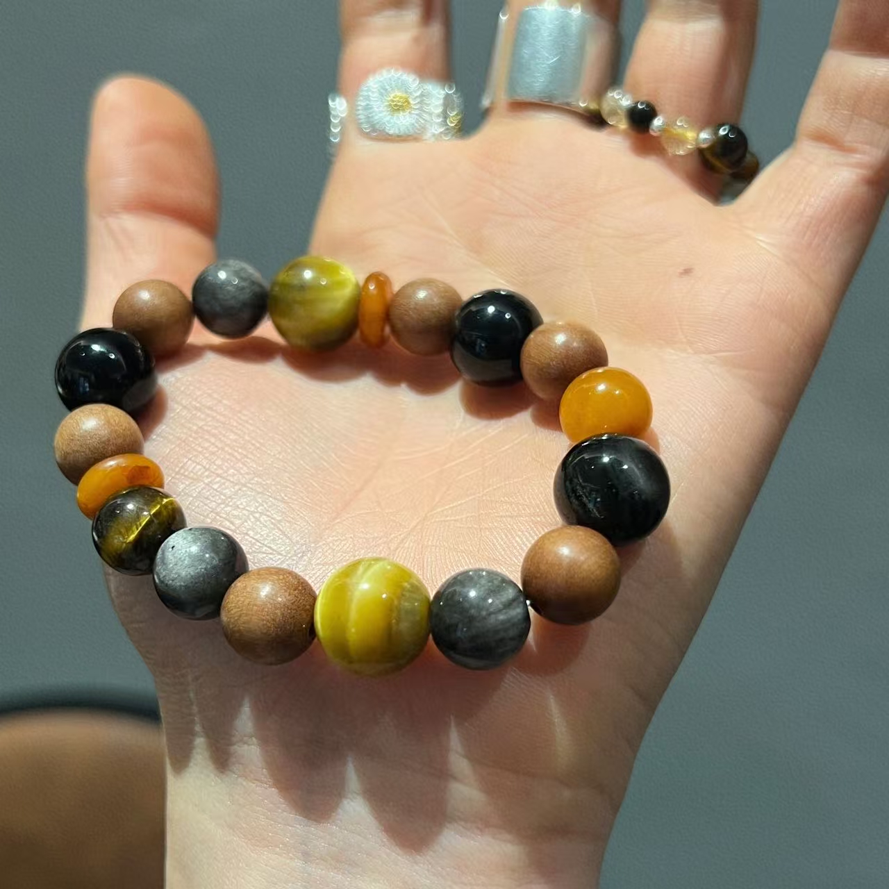 非金属木质手链 JIUJIU【蝉鸣 】手串复古百搭小众手工拼色0202