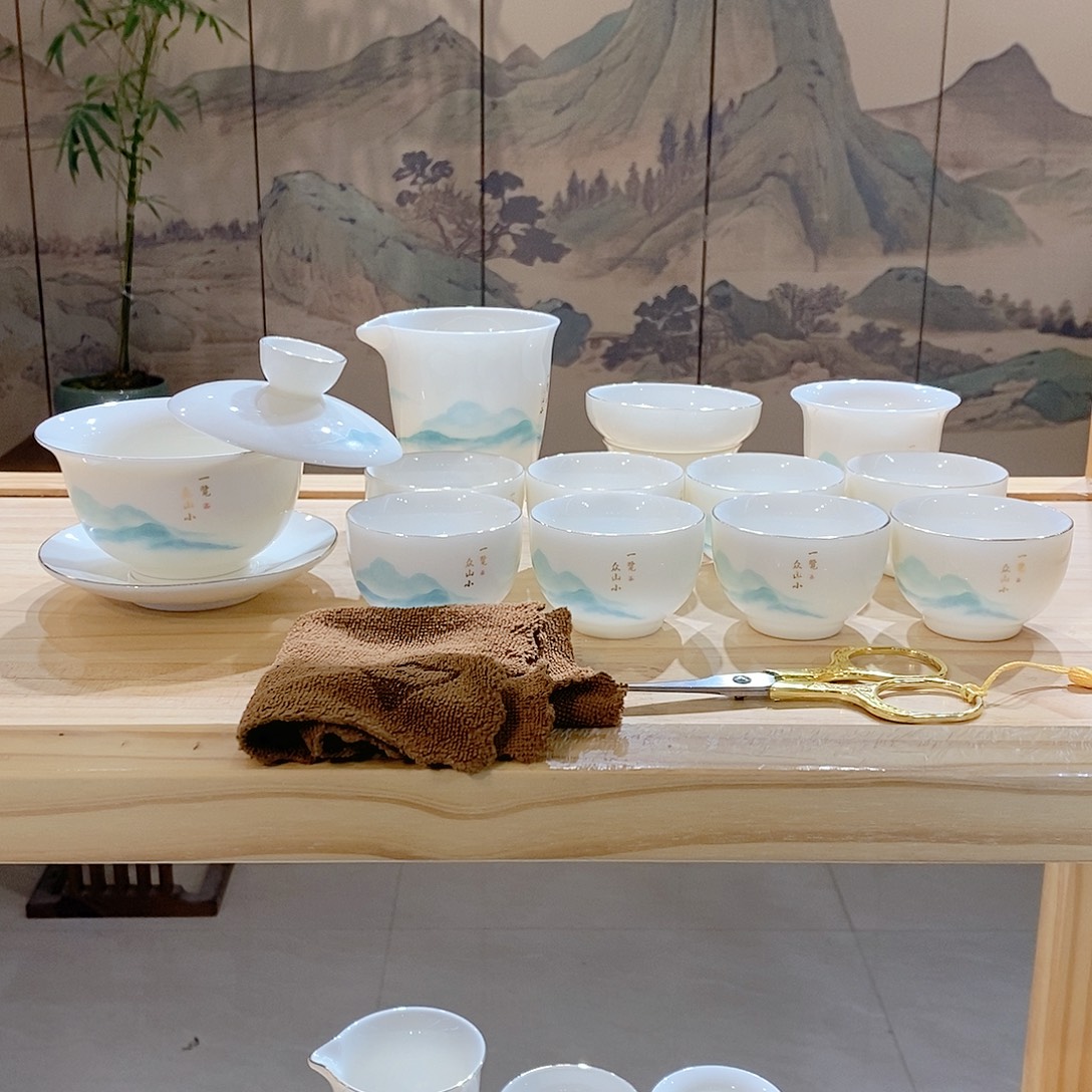 【墨城】羊脂玉瓷一览众山小15头