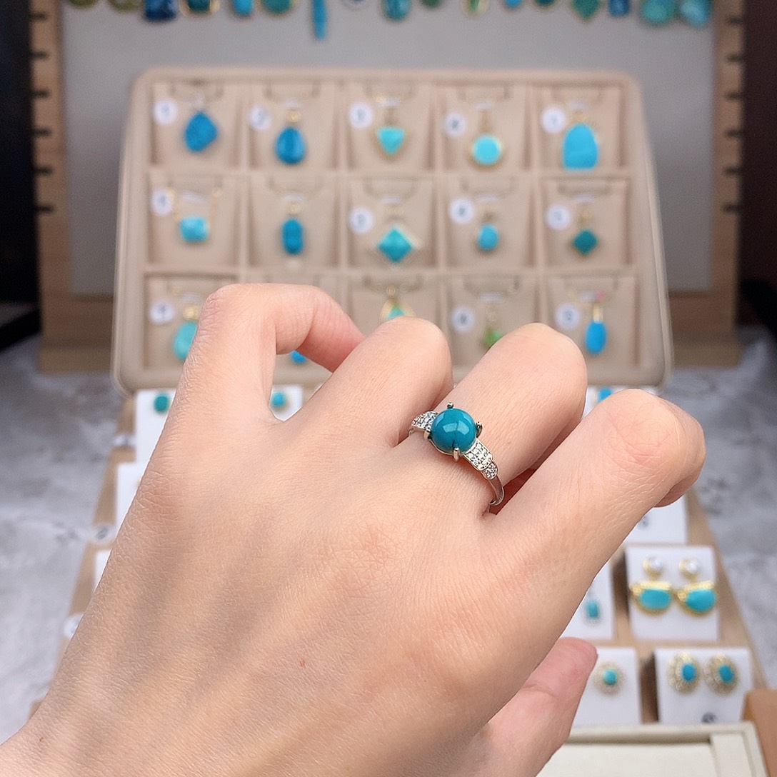 绿松石戒指银S925镶嵌