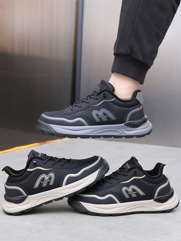 民族风透气时尚休闲鞋男士冬季时尚休闲圆头健步鞋秋季运动鞋