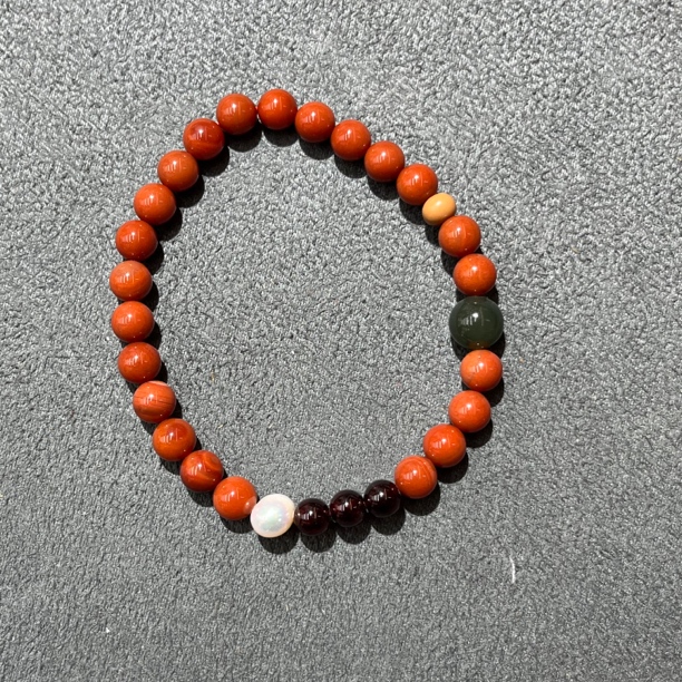 南红配石榴石手串6mm-3725