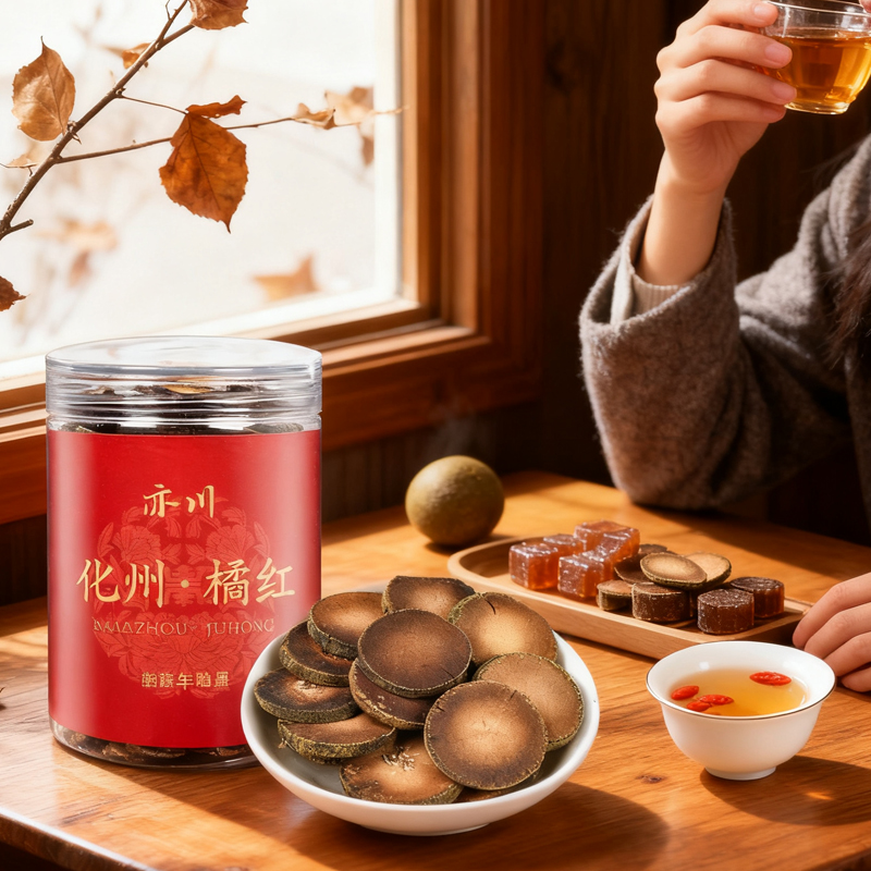 橘红片正宗广东陈年老橘胎果切化州化州橘红陈皮茶