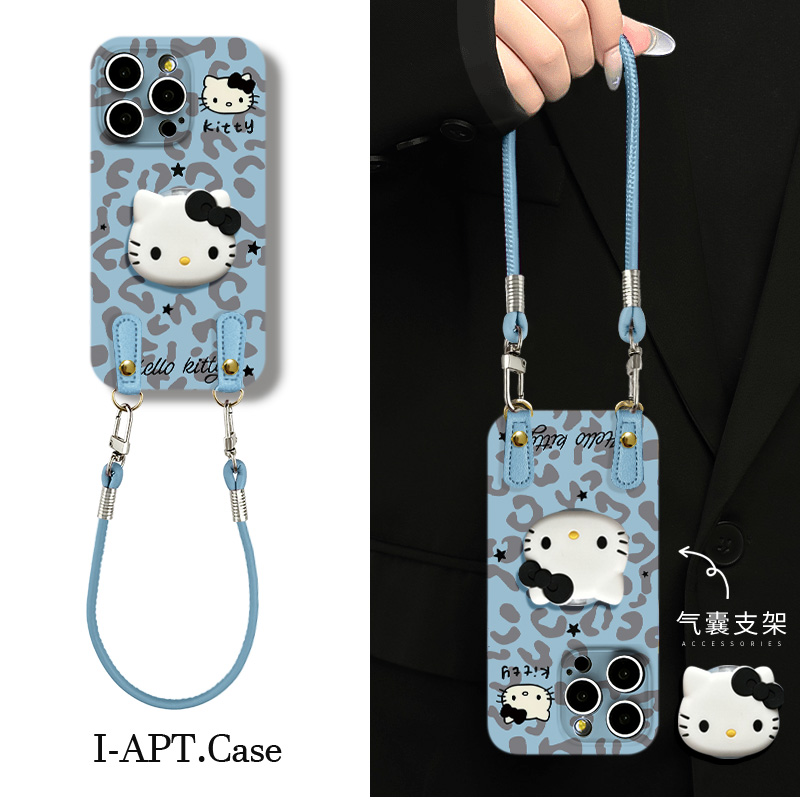 蓝豹纹KT头小星菲林软壳适用iPhone苹果16手机壳华为oppo小米vivo