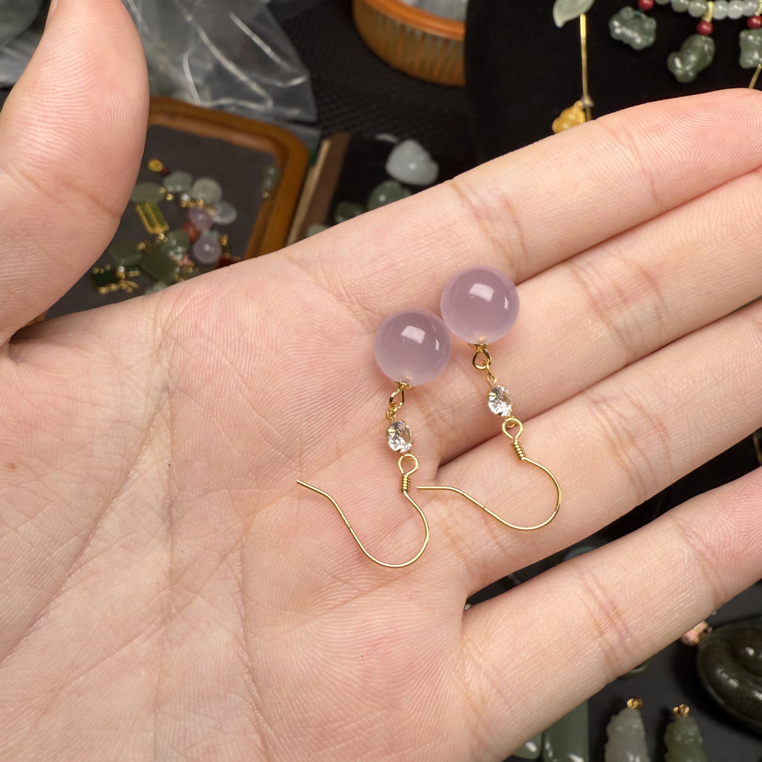 天然玉髓玛瑙紫罗兰耳坠大气经典款式