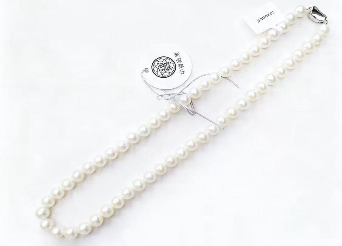 【鹿淼甄选】淡水无核珍珠项链特选7-8mm/S925银
