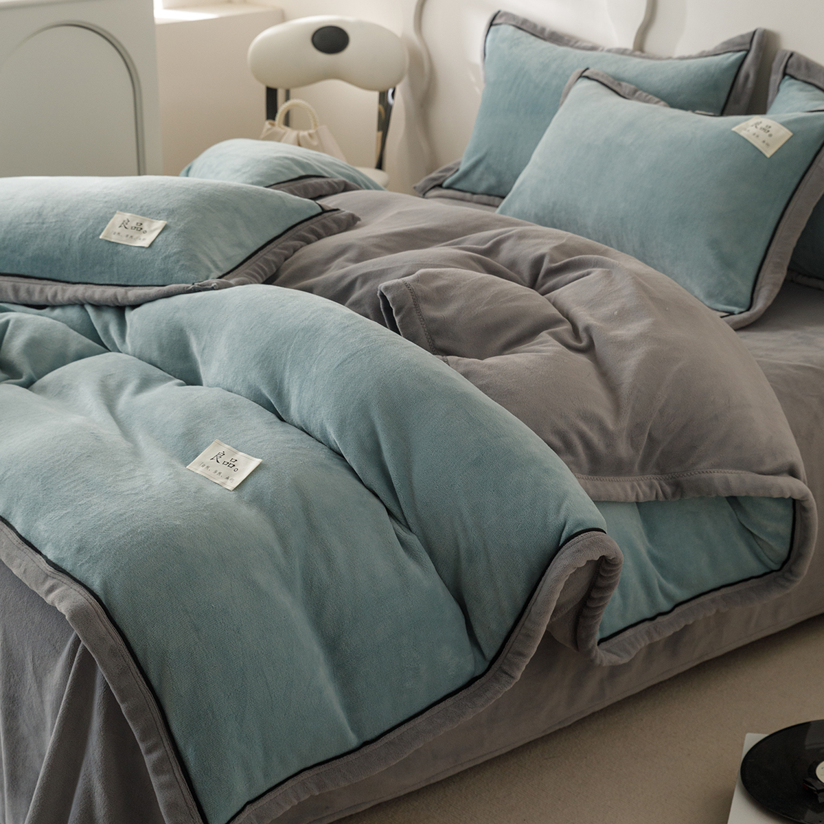 冬季牛奶绒被套单件秋冬加绒珊瑚绒150x200x230被罩双面毛绒被单4