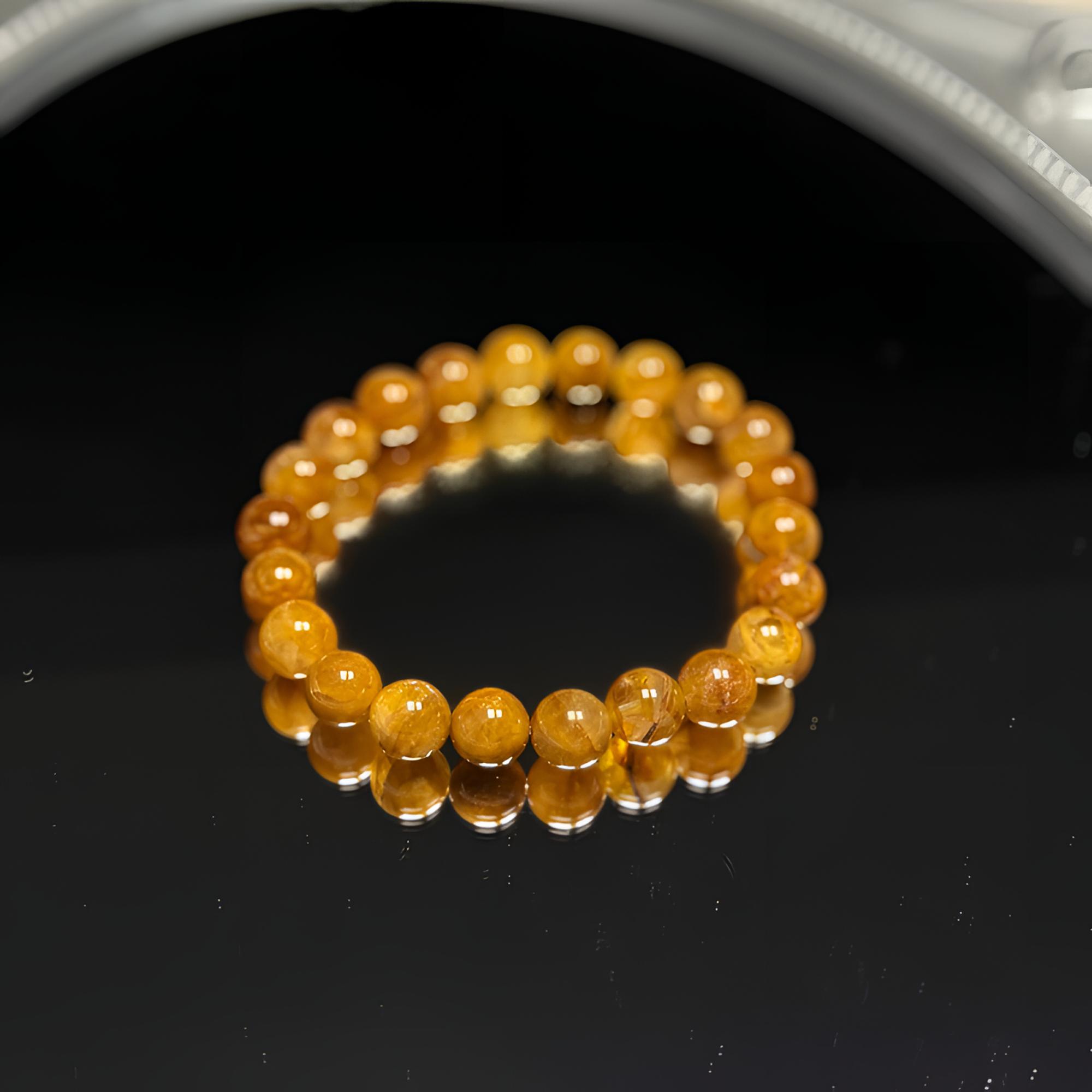 慕润斋 天然黄胶花水晶手串 男女款diy时尚简约饰品多样性发其一