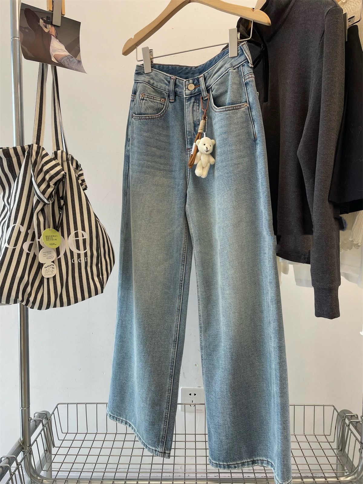 陈陈家~秋冬优雅气质显瘦直筒加绒牛仔裤