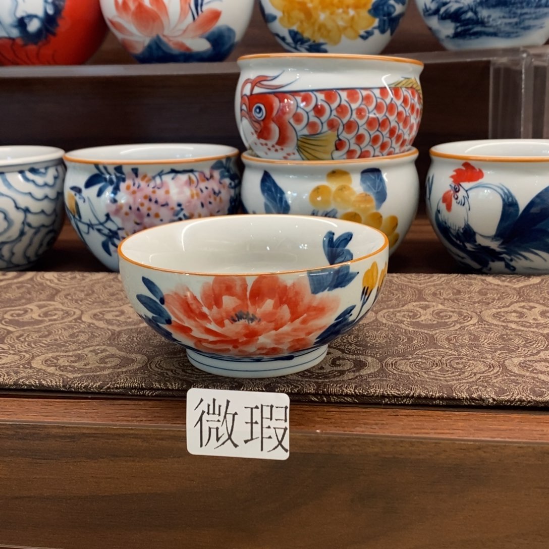 釉下彩老陶泥手工绘制