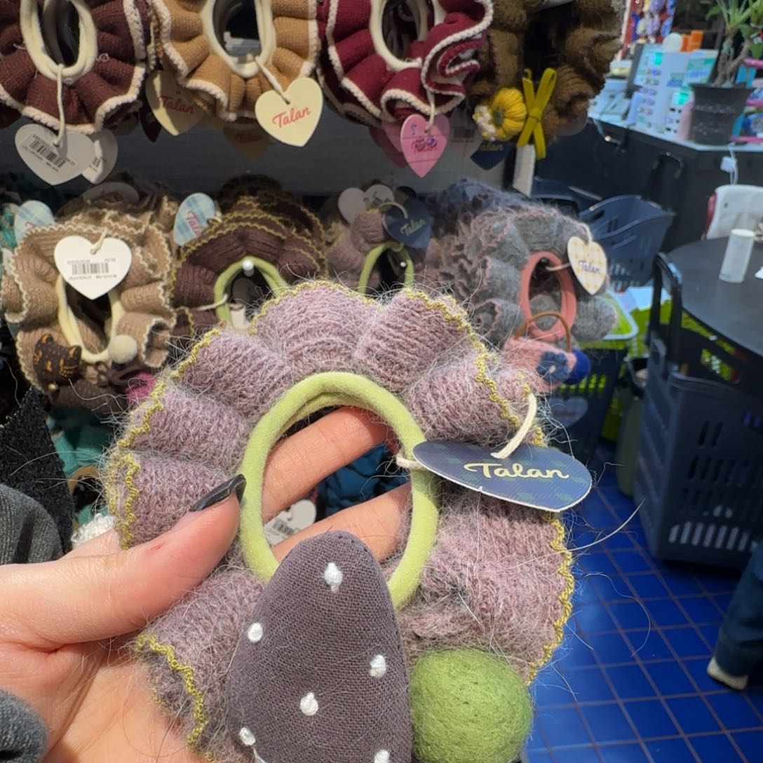 布艺铁合金紫色蘑菇发圈