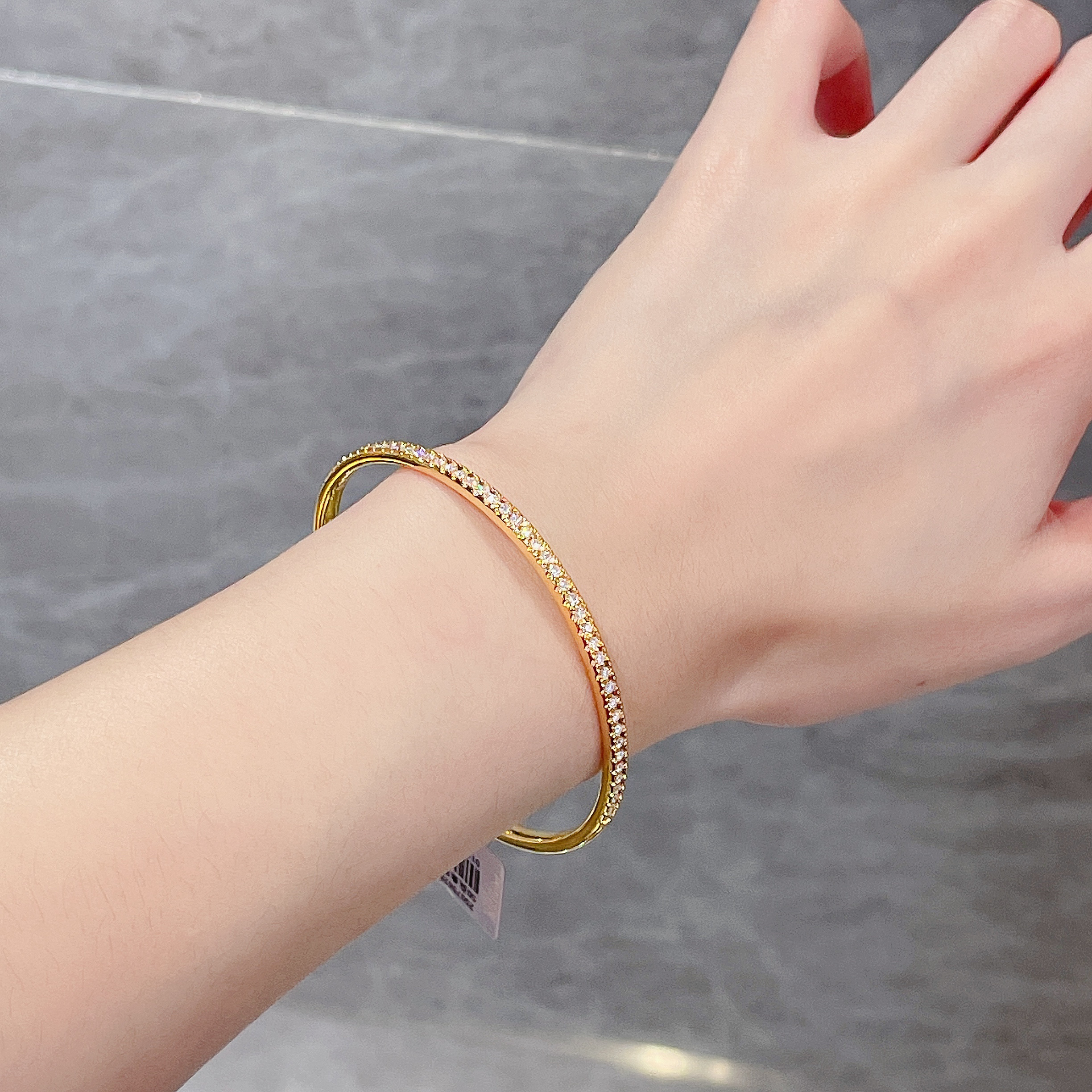 足金999 黄金首饰 莫桑 窄版半壁江山手镯（卡3.2）简约百搭