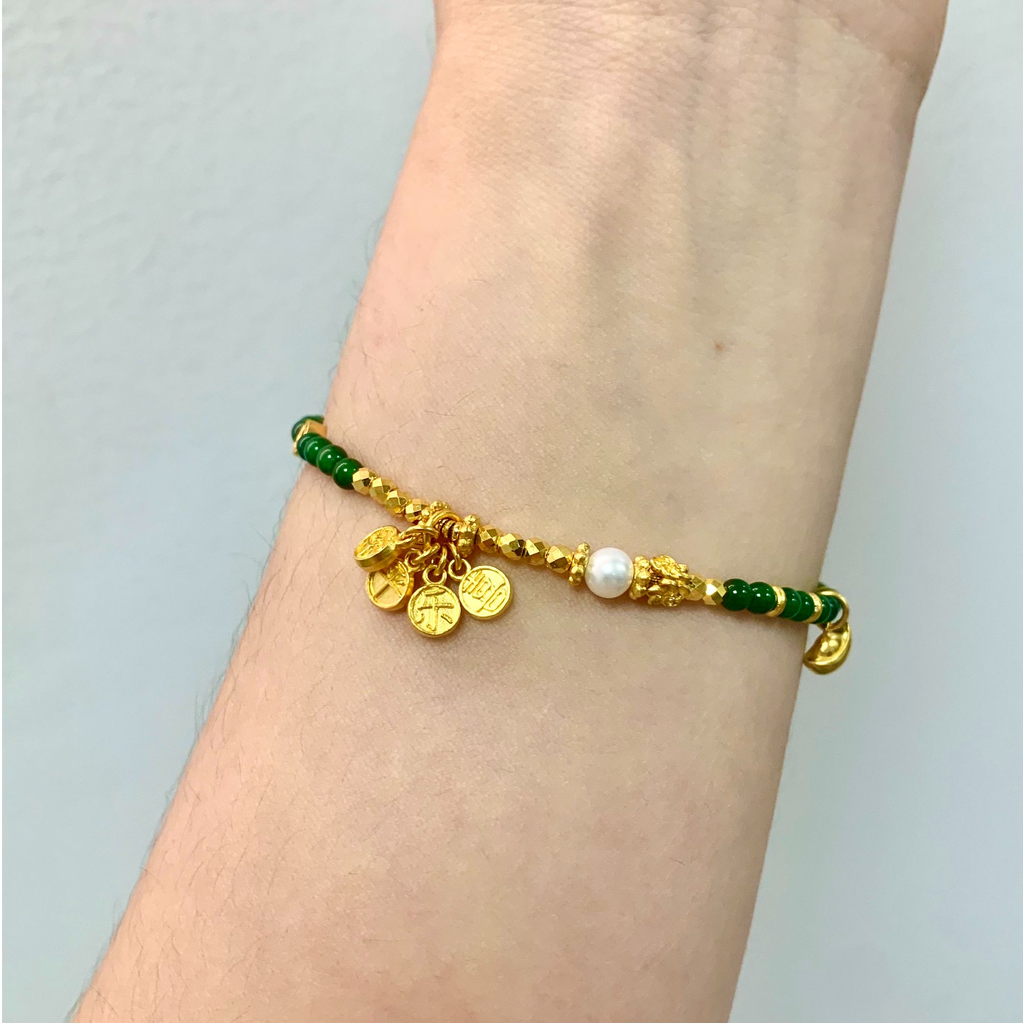 足金999非洲翠黄金手链