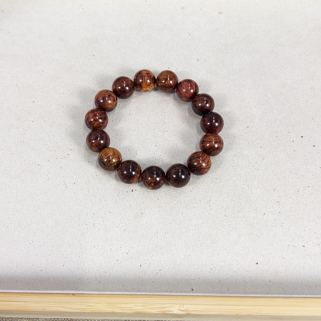 黄花梨/降香黄檀手串/手链15mm圆珠老料水波