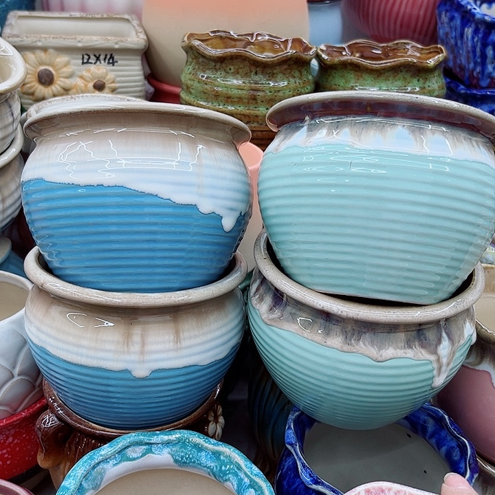 多肉绿植陶瓷花盆9.9包邮，有孔