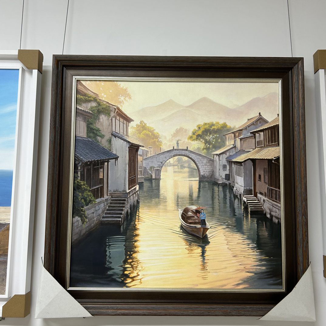 江南水乡成品挂画适合客厅卧室书房装饰65*65