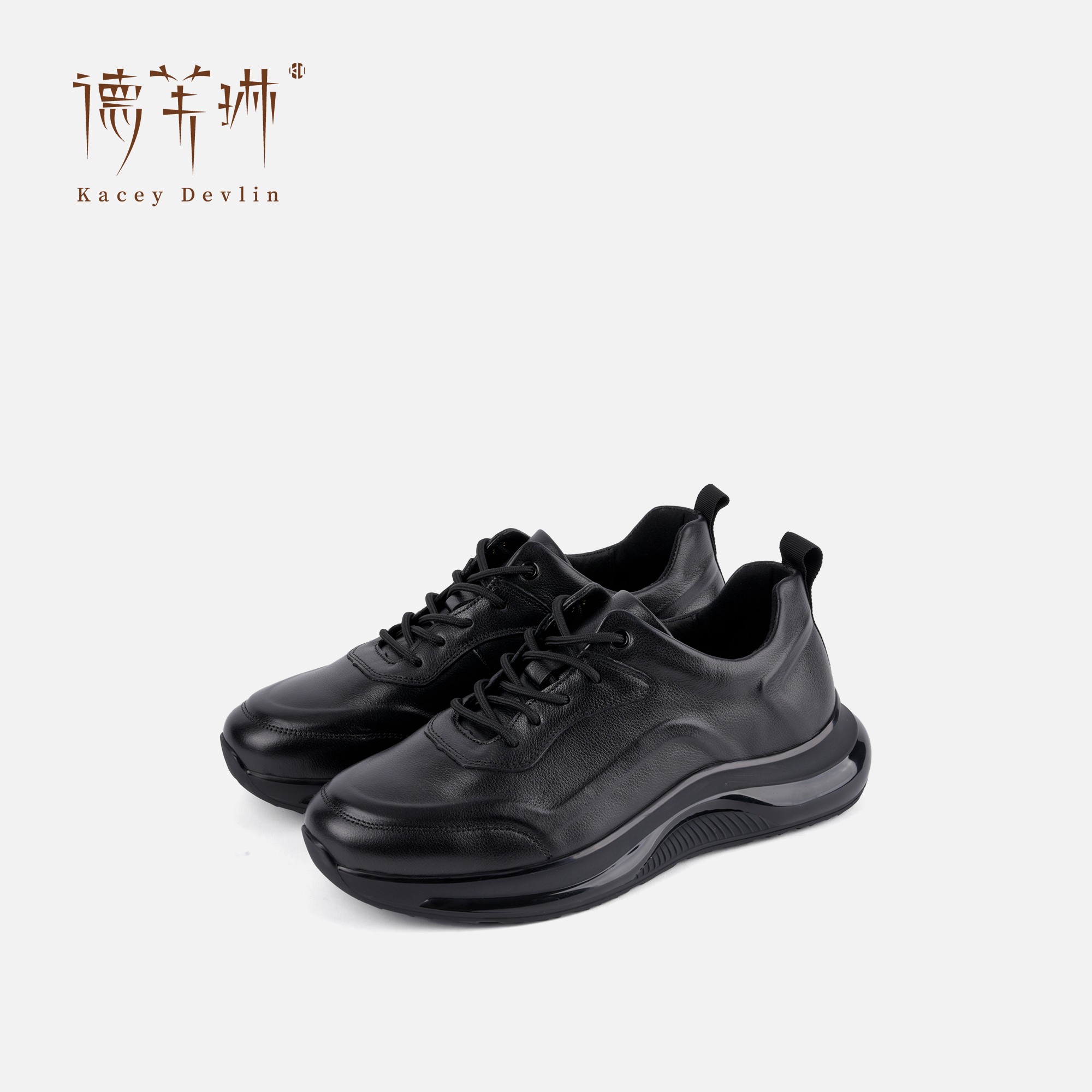 【钱老板专属】KD1307德芙琳男士运动休闲鞋潮流厚底减震真皮皮鞋