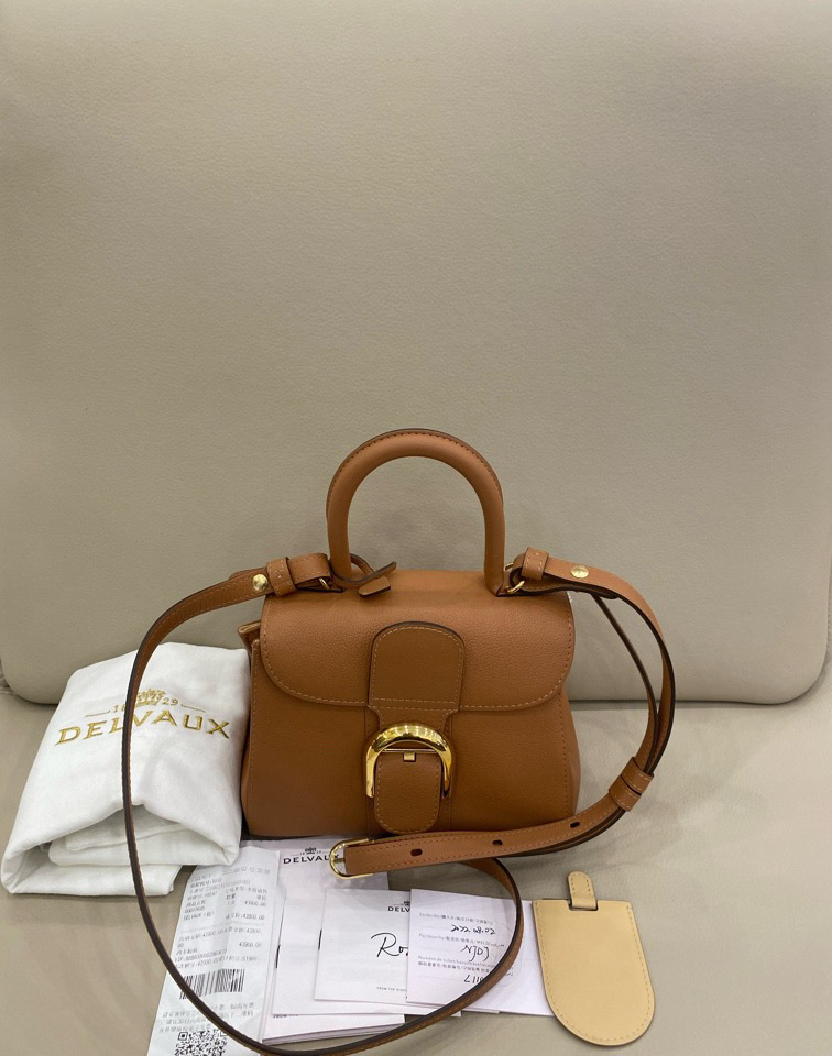 99新 Delvaux/德尔沃 德尔沃 brilliant mini 经典款 金棕色金扣