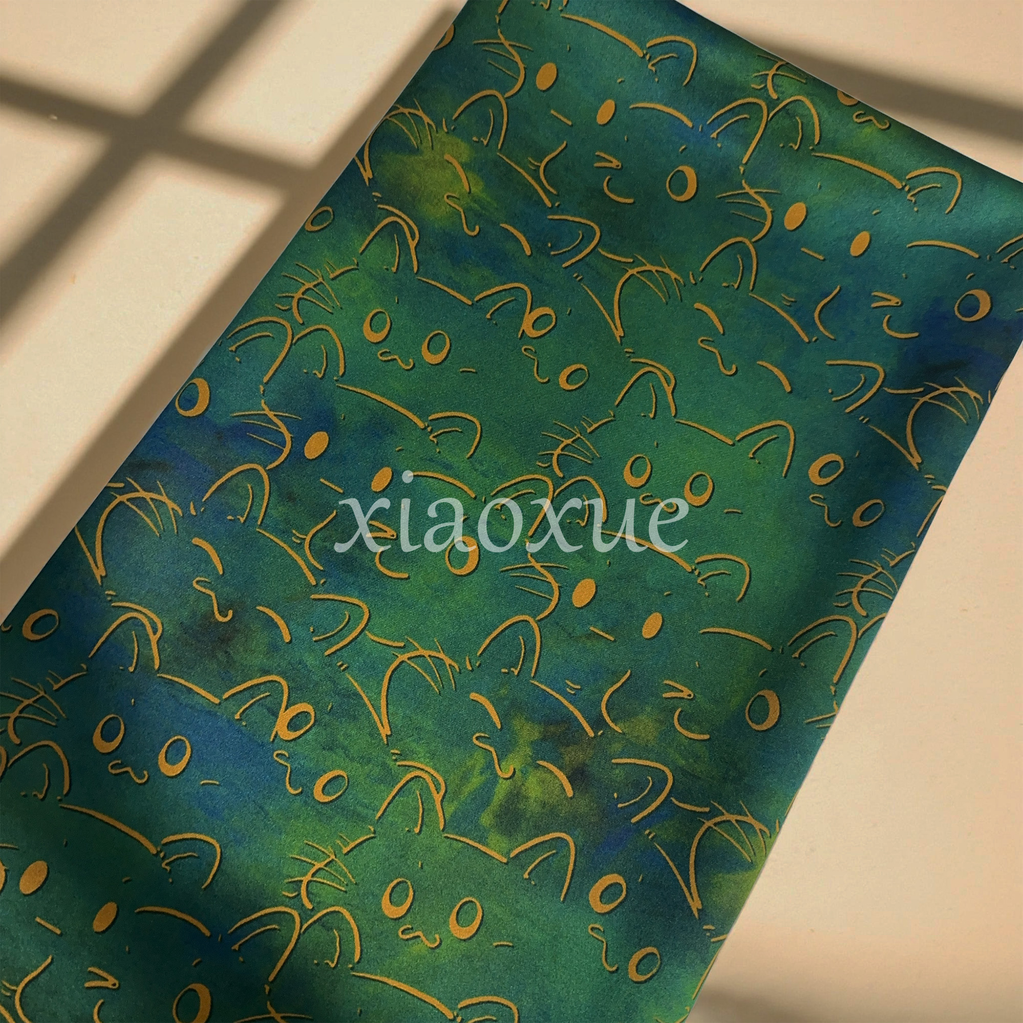 [皮子 - 绿猫猫] 香云纱 110门幅 50姆米 重缎桑蚕丝丝绸服装面料