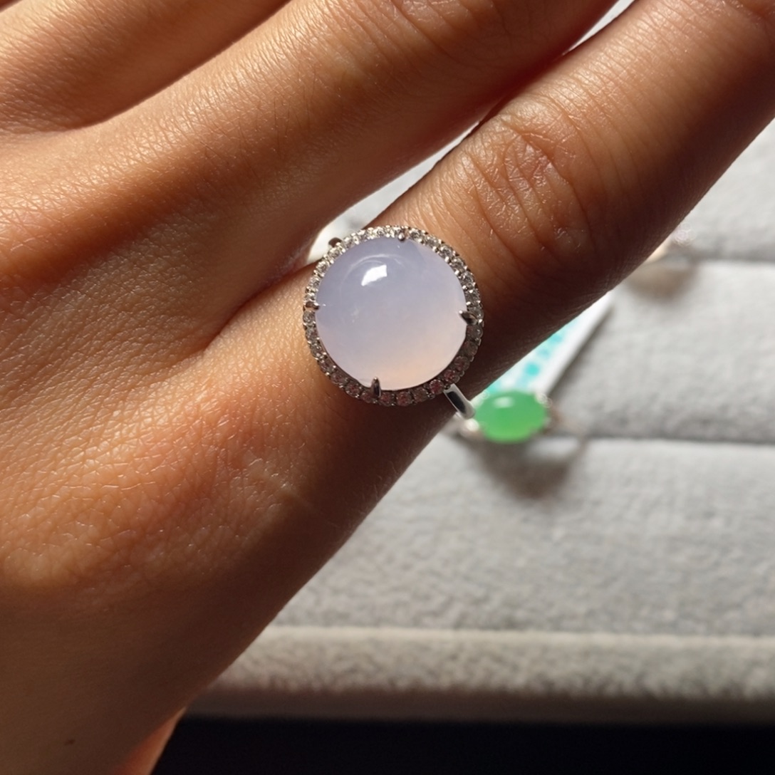 翡翠银S925镶嵌戒指拍一发一