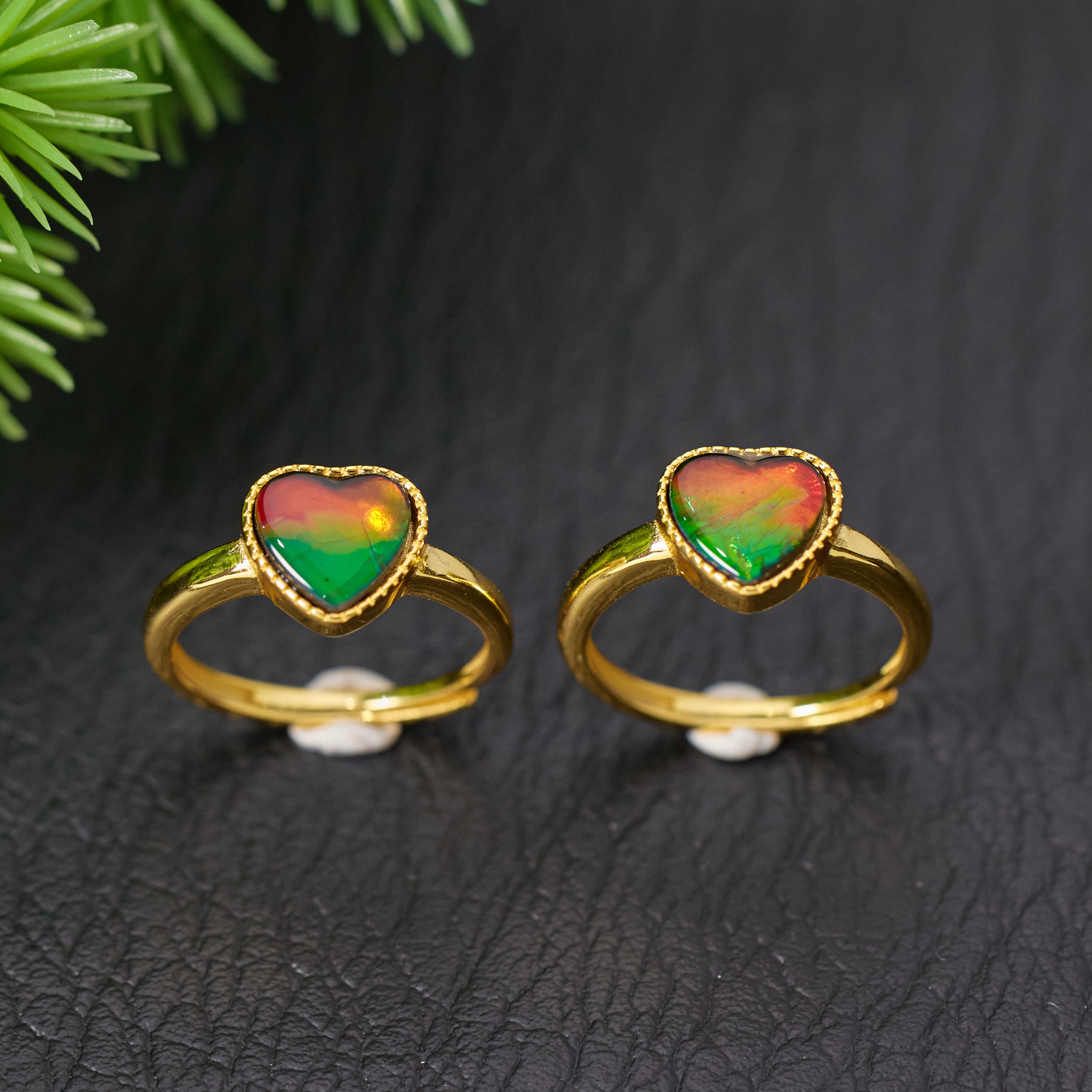 【歪歪】斑彩石心形双色戒指（李居明）多样性发一 I0306