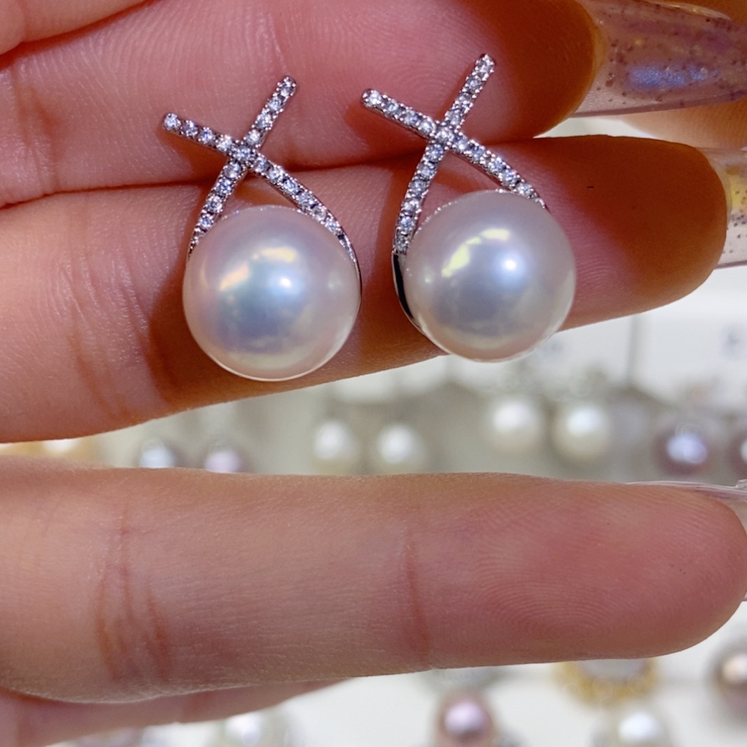 合金淡水珍珠耳饰