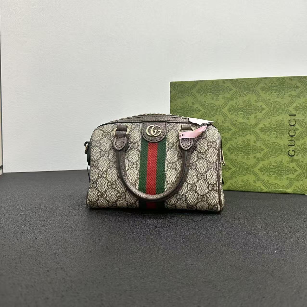 未使用 GUCCI/古驰 壹所/波士顿枕头包20 焦糖色斜挎包 双12