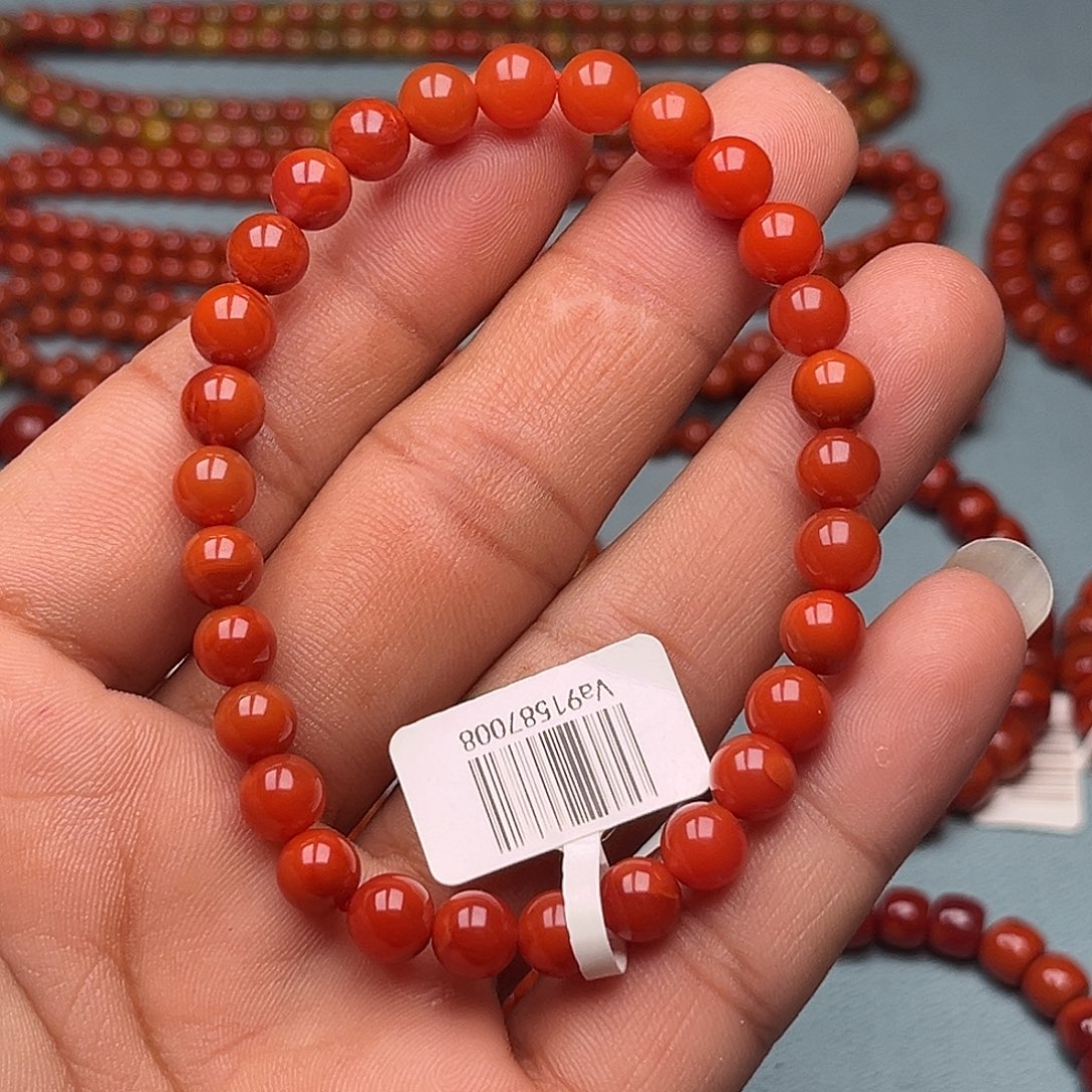 南红玛瑙未镶嵌手链柿子锦卡7