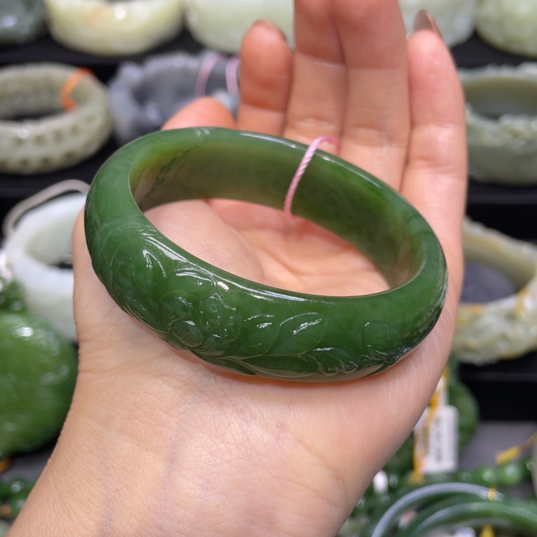 和田玉未镶嵌 手镯54圈口 编号77