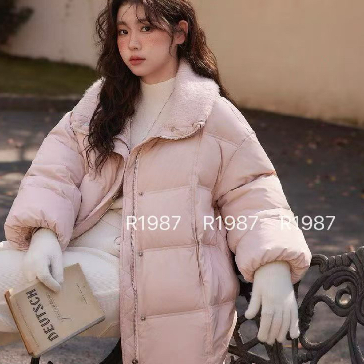 64198大码大翻领羽绒服外套