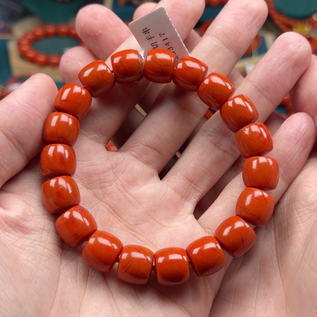 南红玛瑙未镶嵌11.8mm瓦西直切单圈