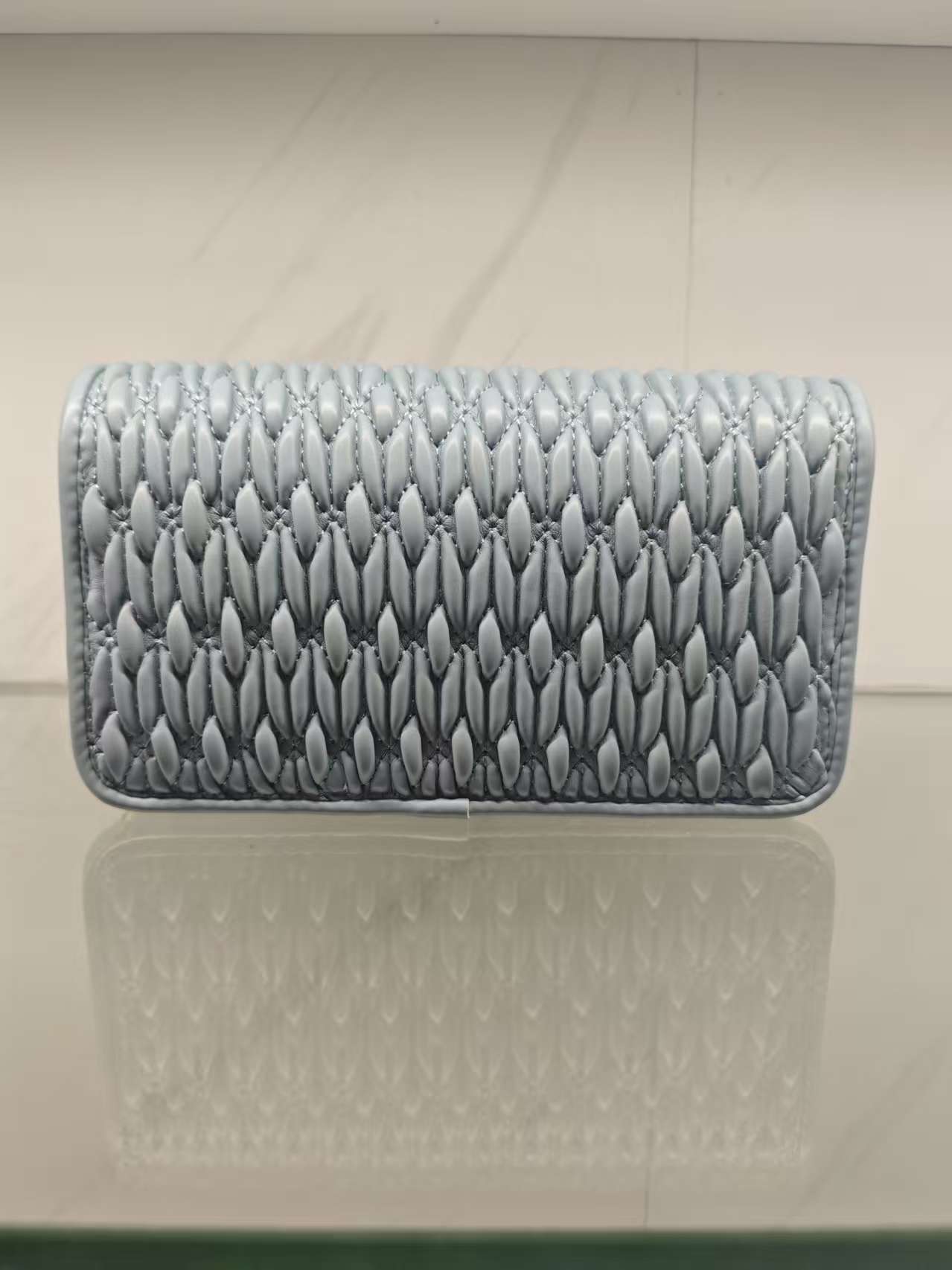 2025新款真皮女包方珍珠钱包蓝色6056蓝