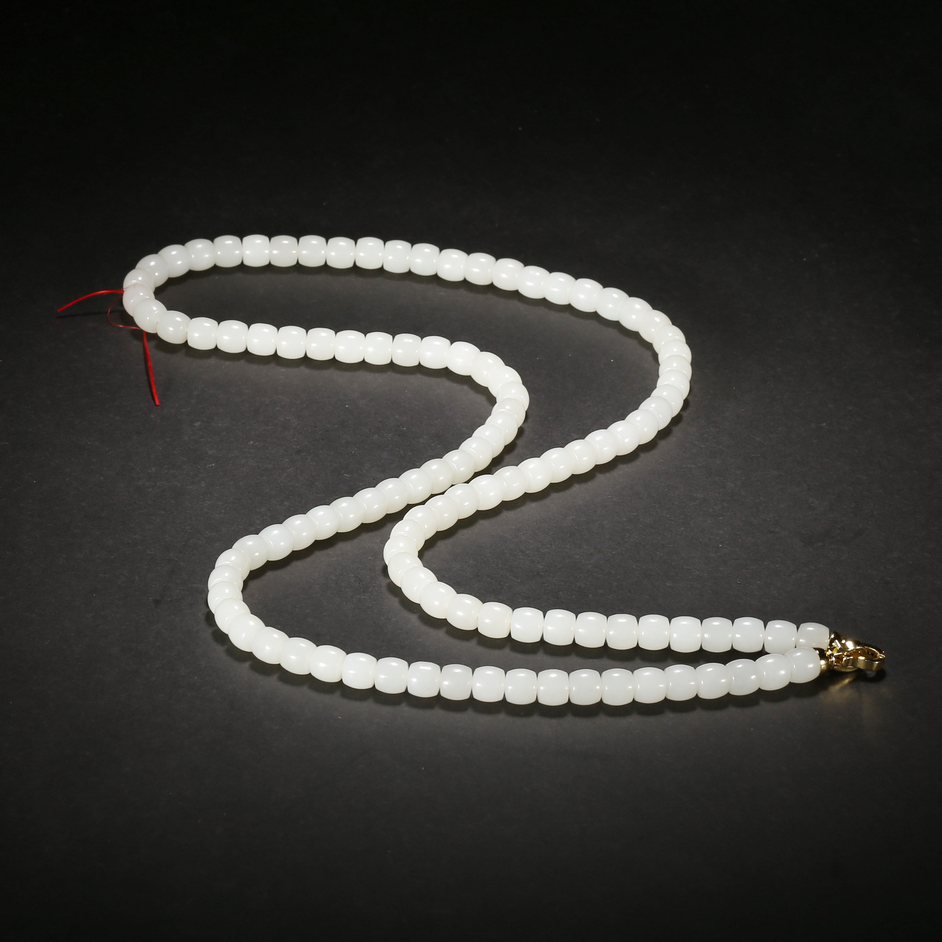 清代*白玉桶珠项链/09JTY3083/和田玉【北京文博】