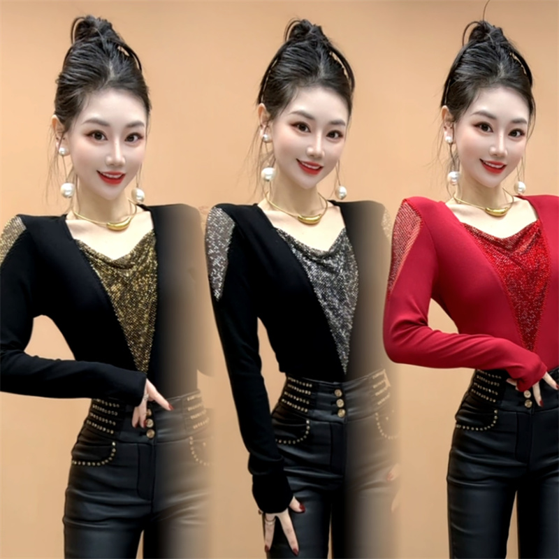 冬季重工加绒打底长袖百搭保暖时尚洋气显瘦上衣