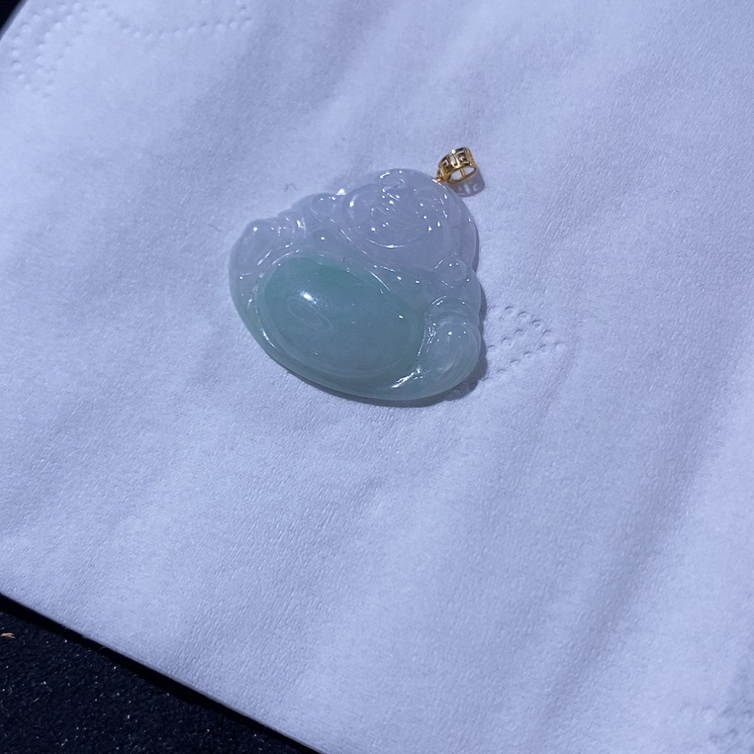 翡翠吊坠(不含链)18K金镶嵌