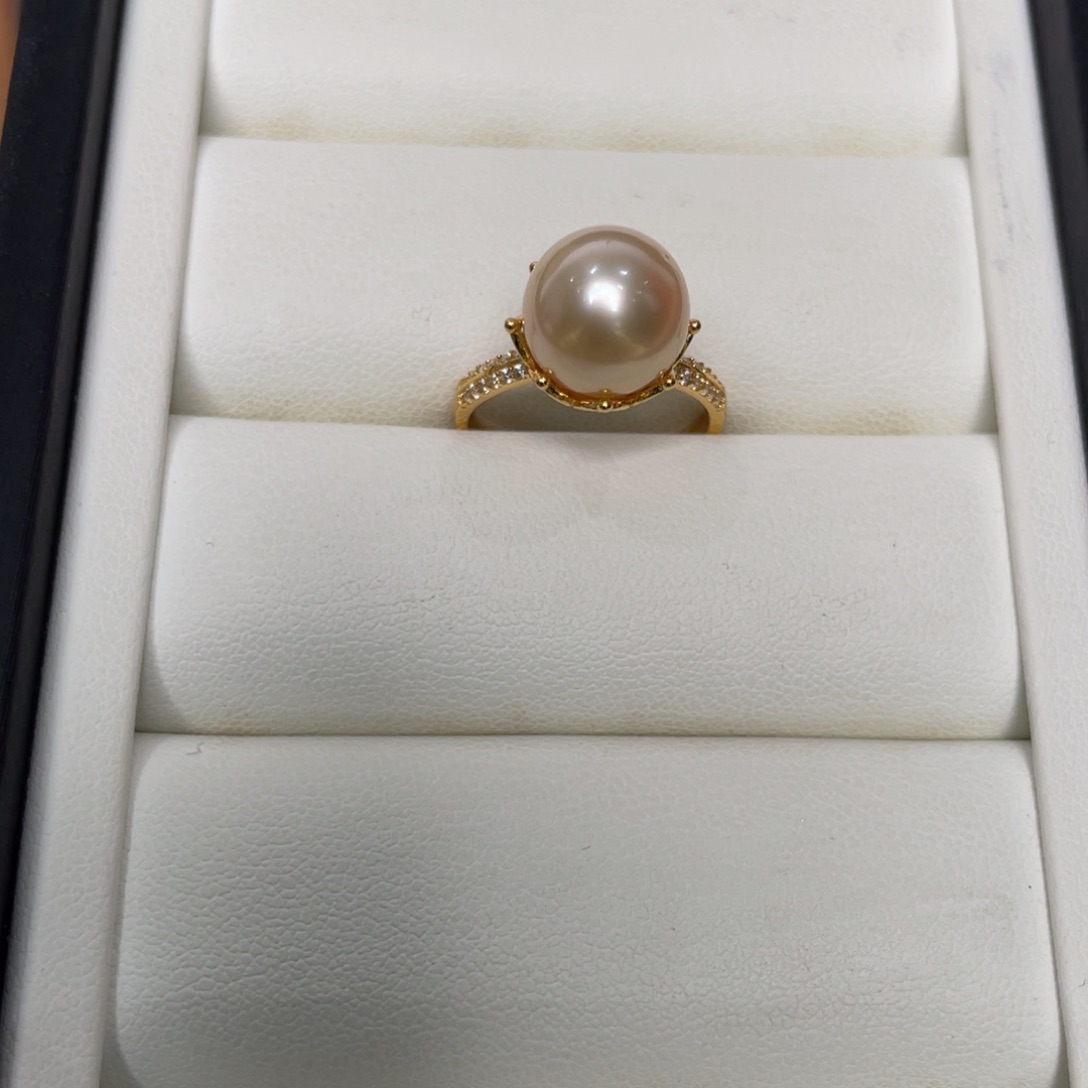 海水珍珠戒圈银S925镶嵌n****_