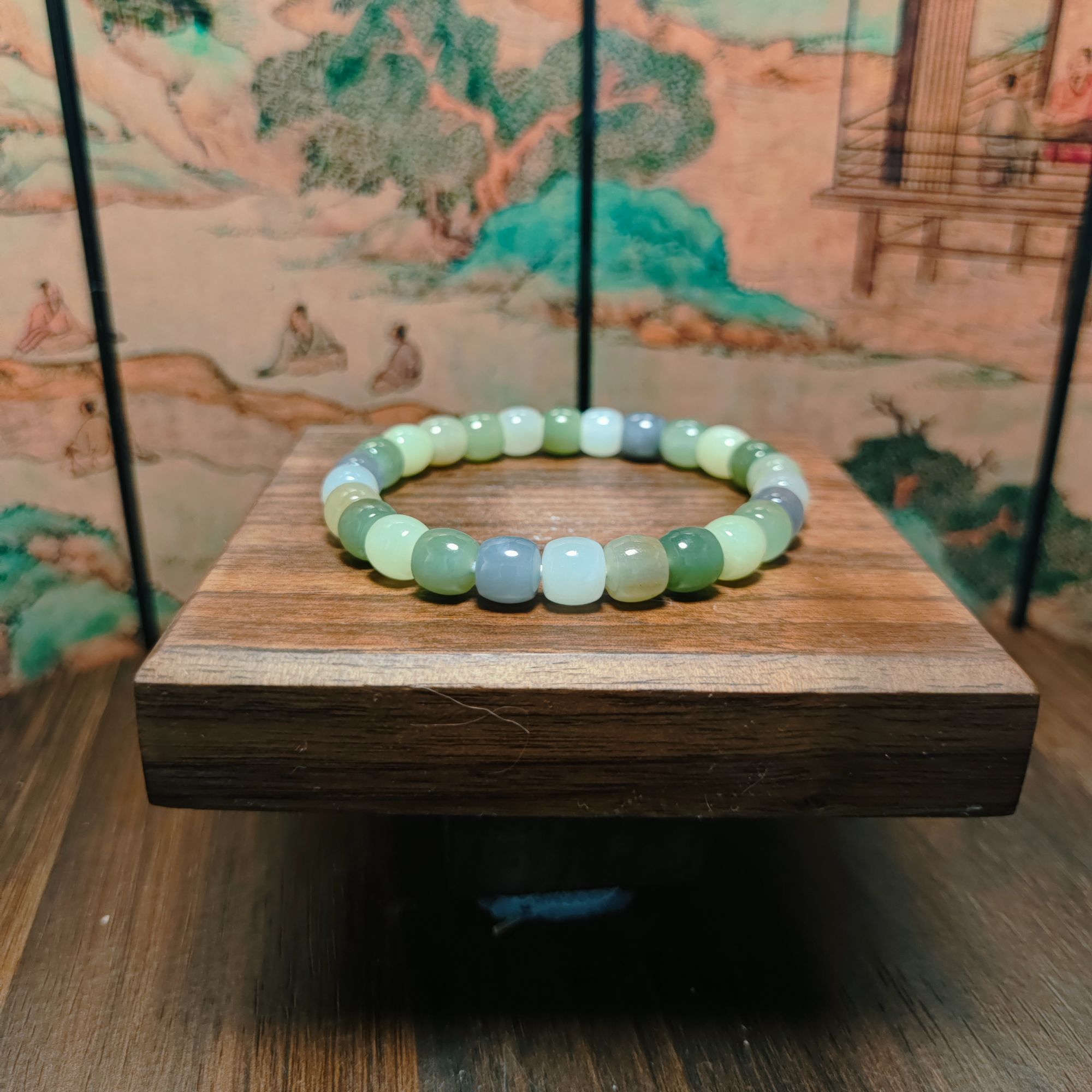 J和田玉多宝桶珠手串（卡8）2112