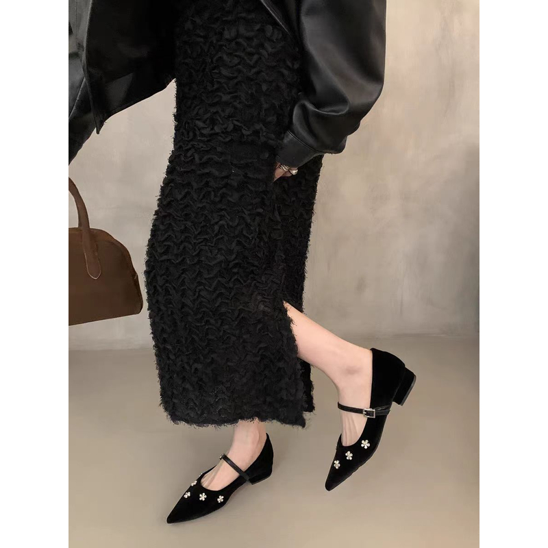 小众设计感法式单鞋女鞋子春秋新款水钻气质尖头低跟玛丽珍 931