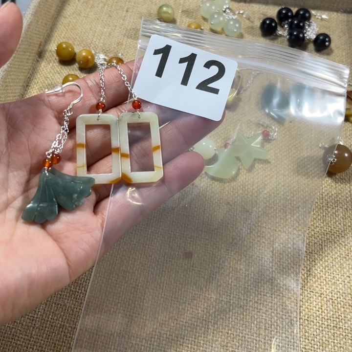 蛇纹石玉耳饰未镶嵌悦***风