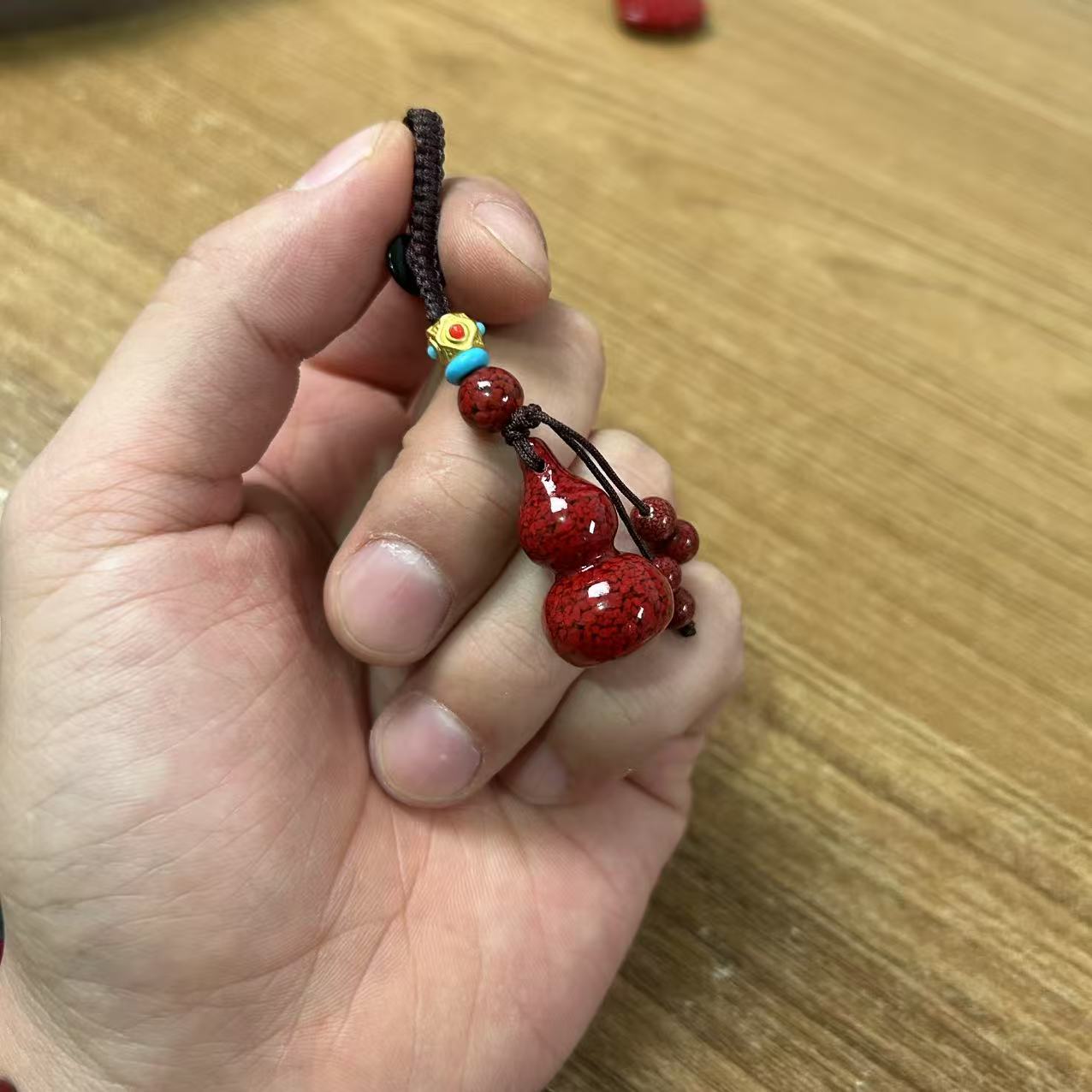 含辰砂工艺品精工手编晶体砂雕刻葫芦钥匙扣挂件