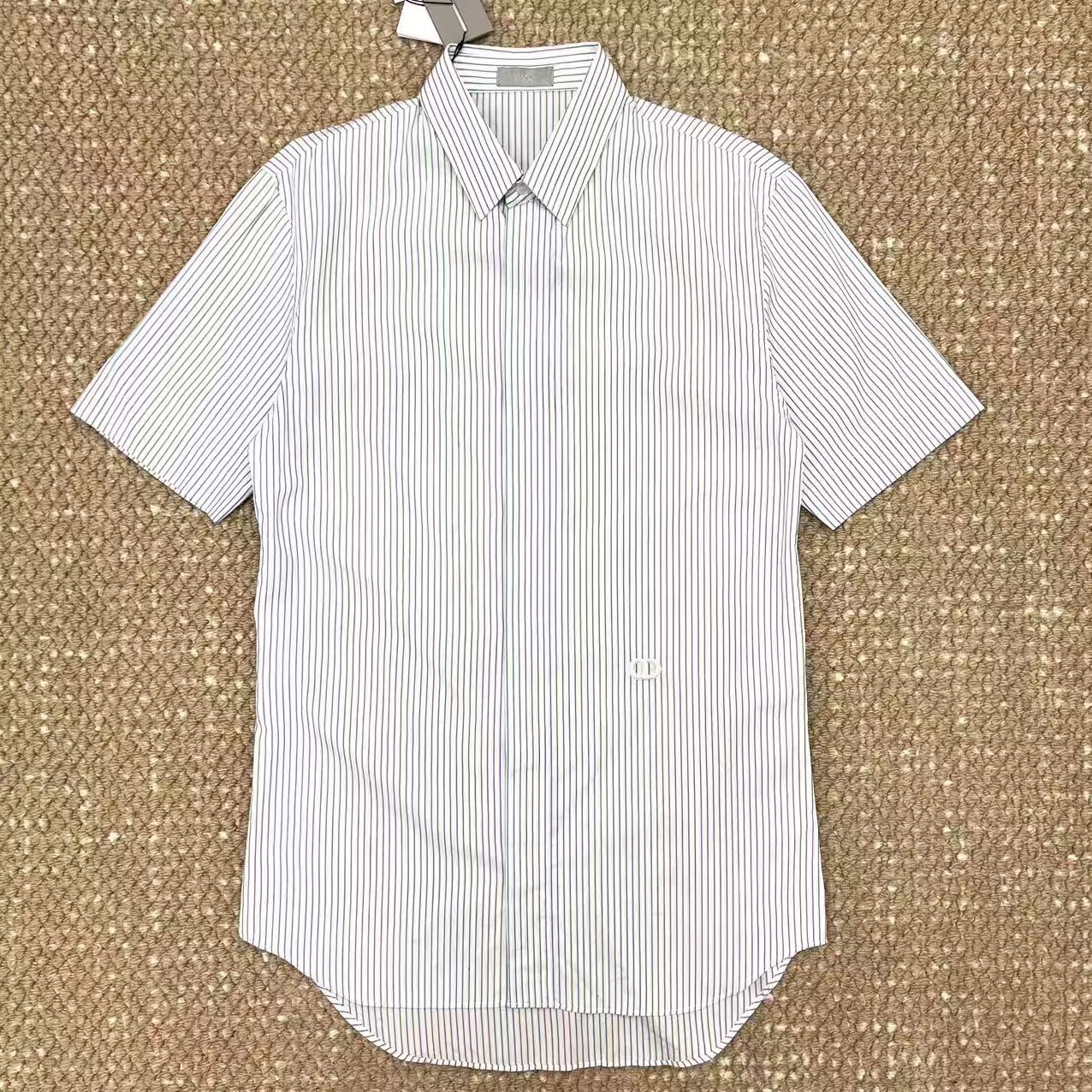 未使用 DIOR/迪奥 经典CD刺绣logo条纹短袖衬衫