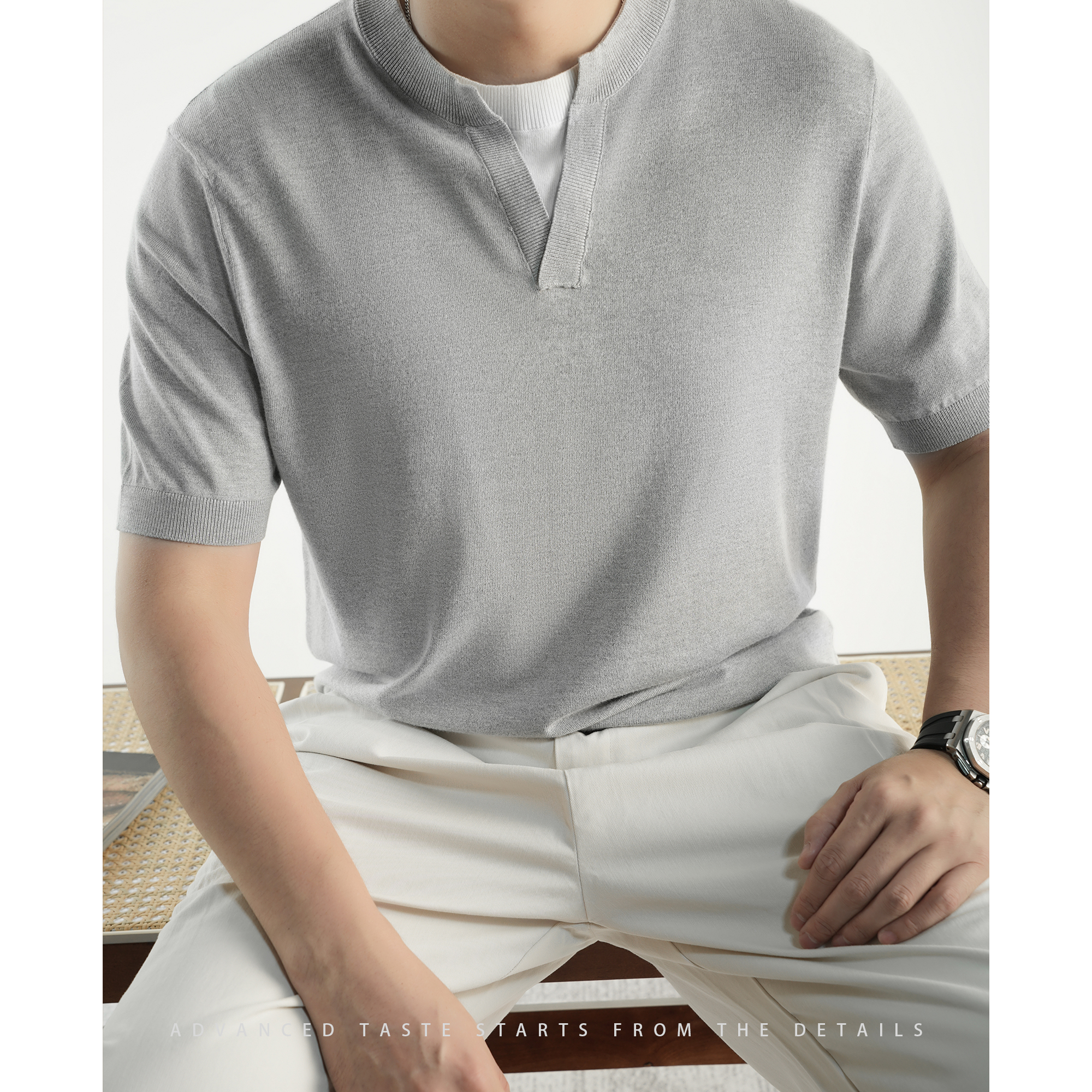 【大头叔叔】夏季假两件竹浆纤维透气V领休闲宽松男短袖T恤DDM8217