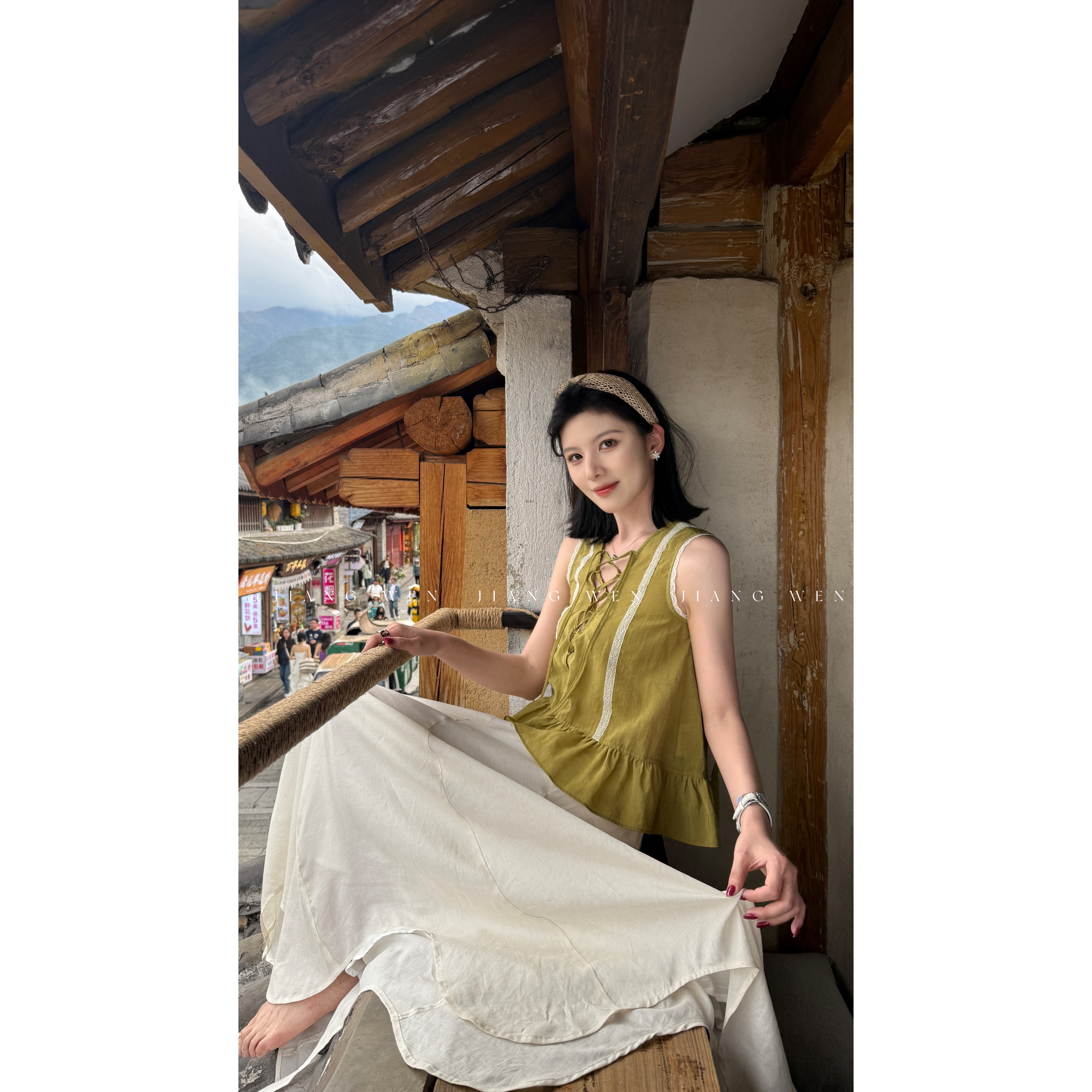 【拾季】正反两穿荷叶边下摆无袖叠穿小众衬衫