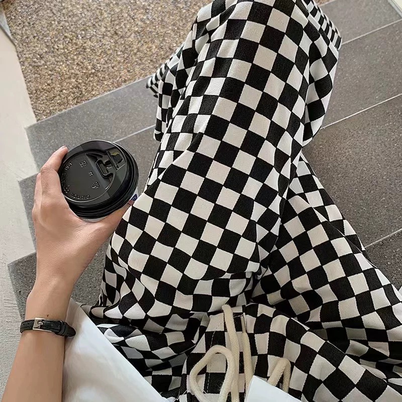 【清仓】复古格子孕妇束脚裤春夏款时尚宽松大码休闲运动裤子外穿