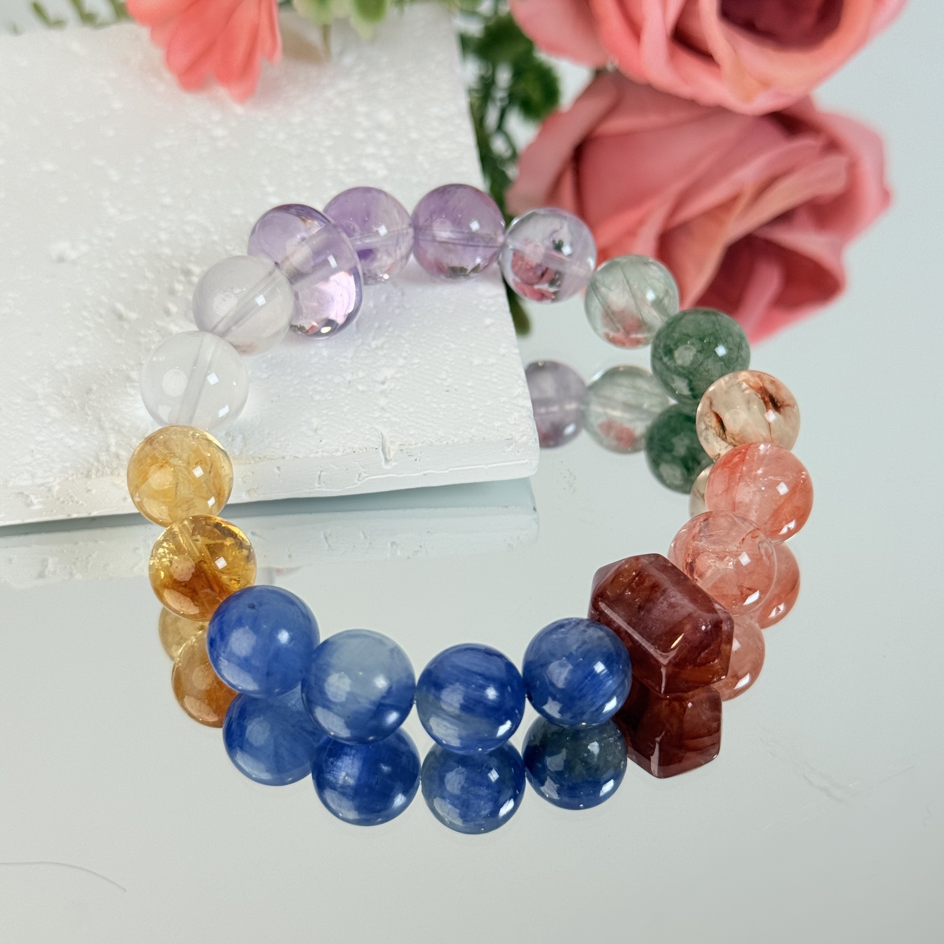 【2177  聚宝】白水晶紫水晶等水晶手串11-12mm面小仙多样性发其一Z