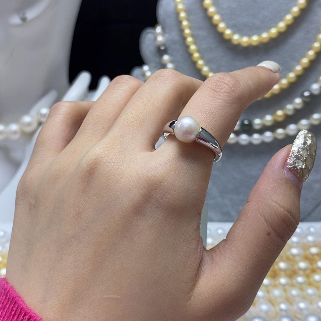 海水珍珠戒指银S925镶嵌