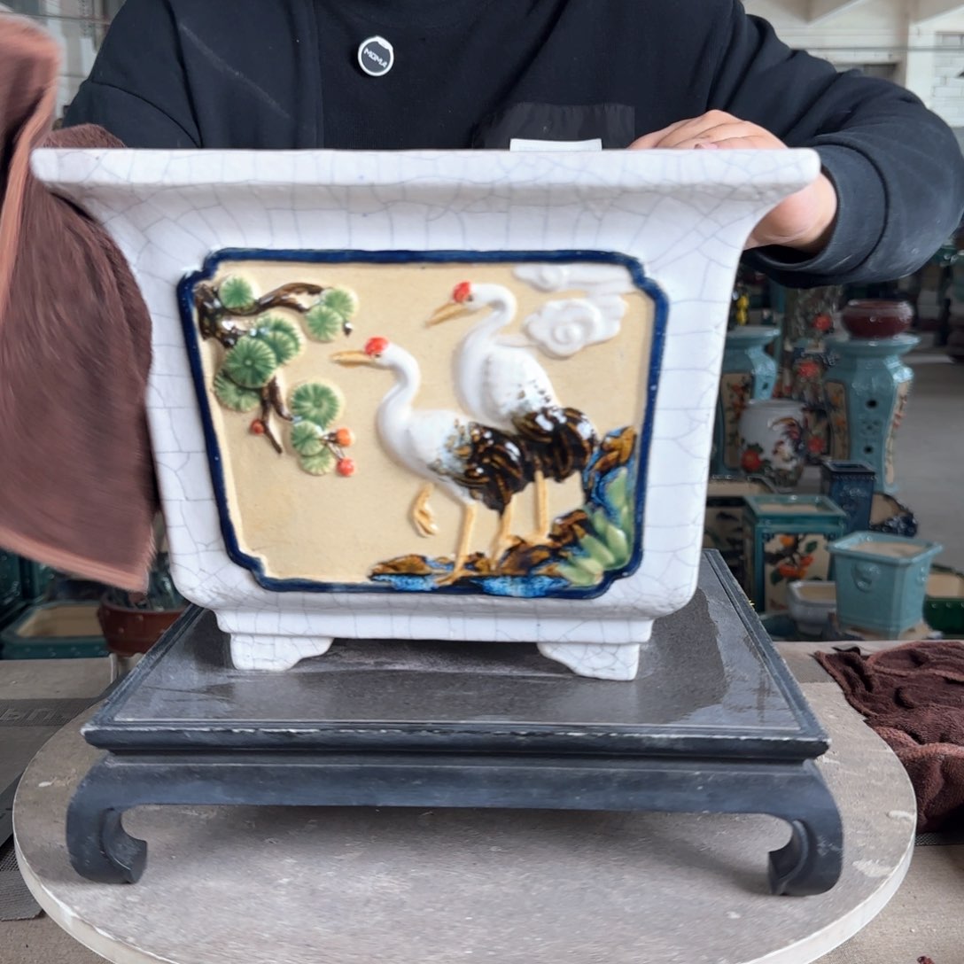 陶。一风堂石湾花盆  釉面微瑕