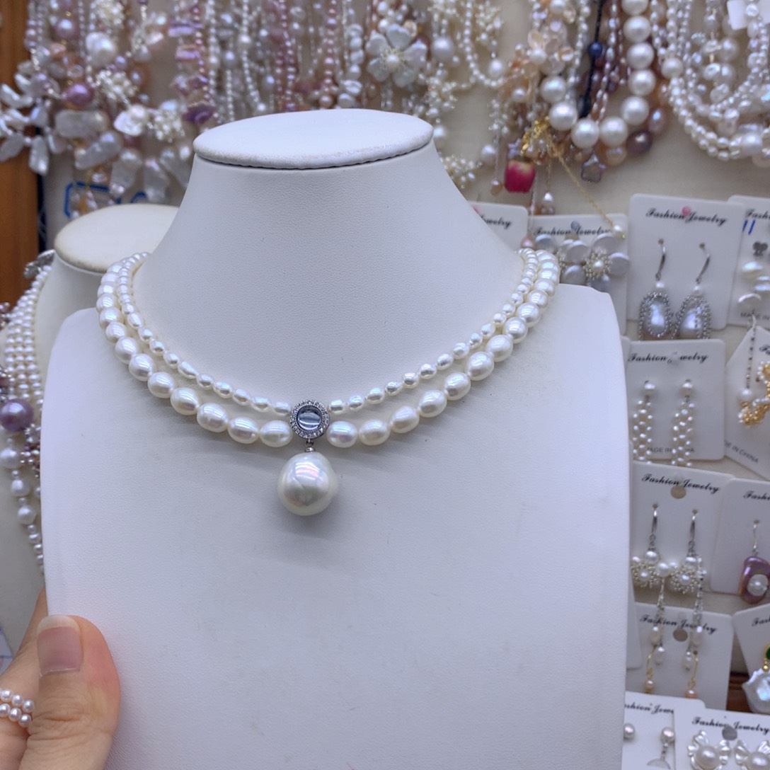 ️***合金淡水珍珠耳饰项链