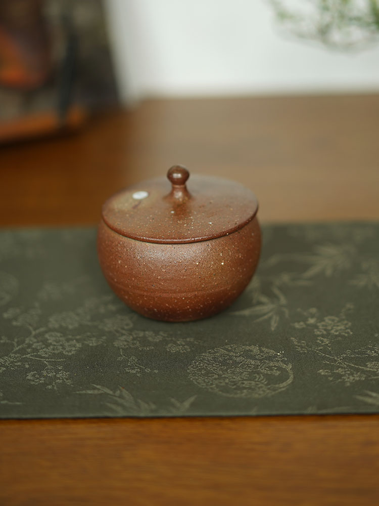 伊禾集物 日本备前烧手工匠人泉裕理 小盖罐子 茶道 零配 861#