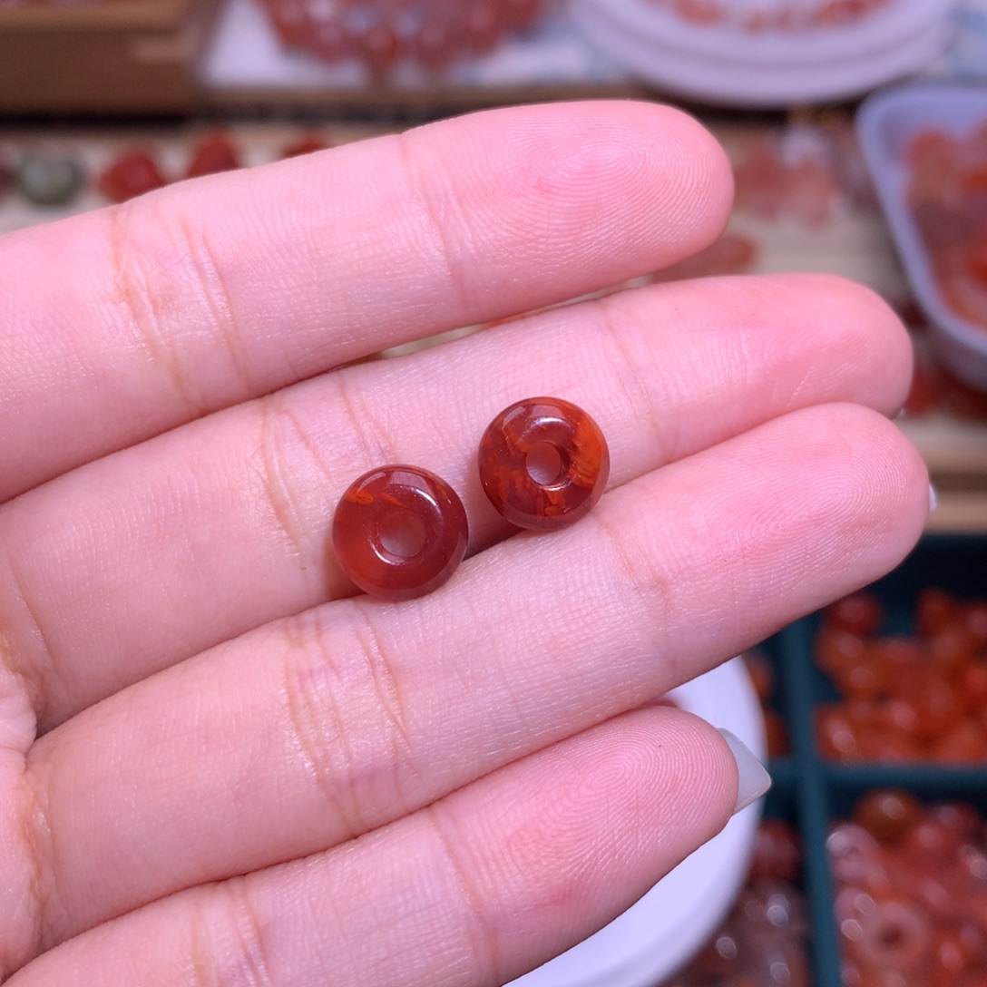 .***宇南红玛瑙未镶嵌珠宝半成品甜甜圈