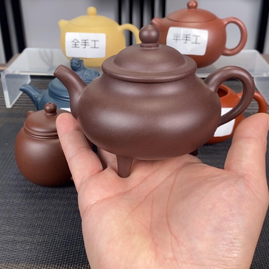 茶壶紫砂三足鼎立紫泥容量200毫升